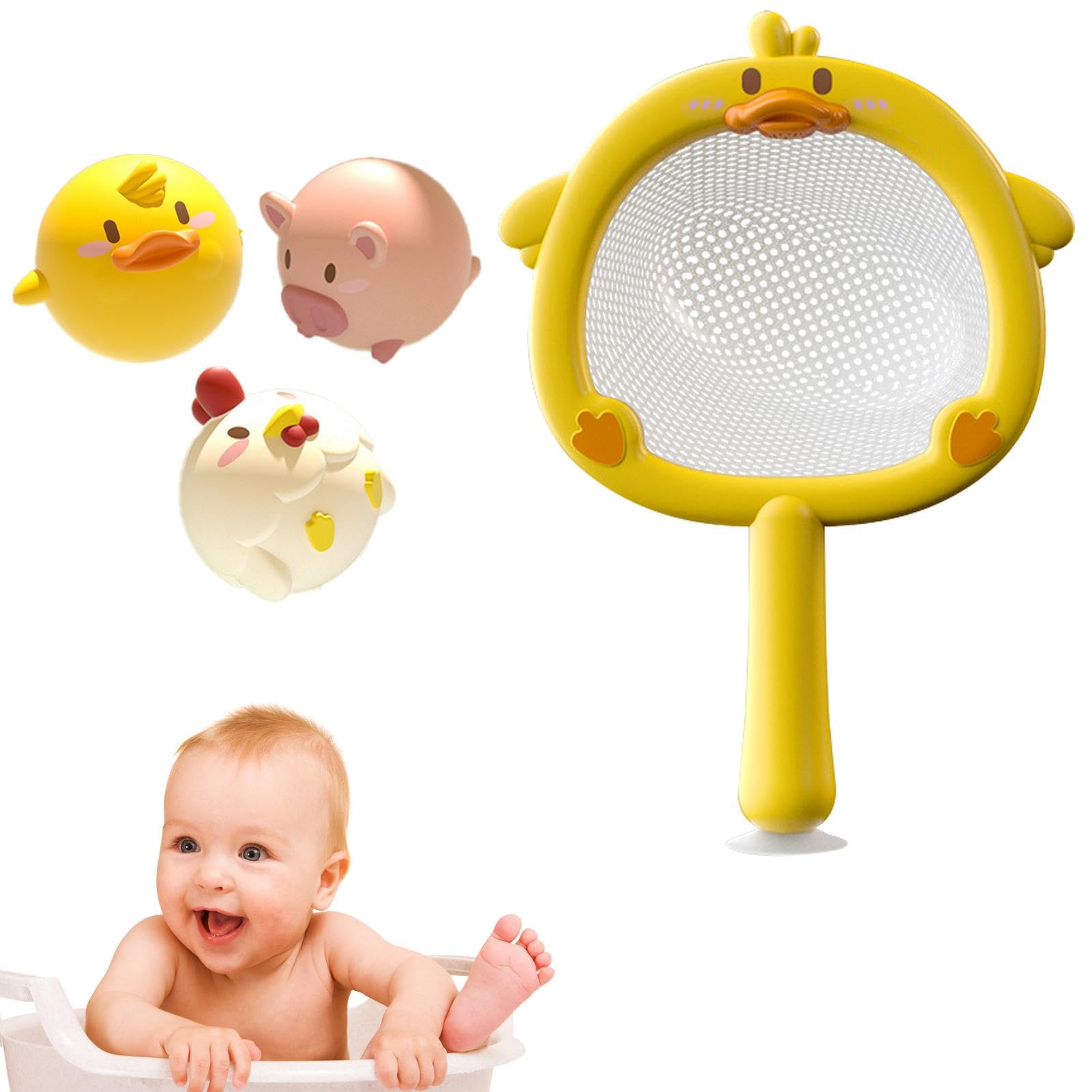 Glow in The Dark Bathtub Fishing Toy Set - Luminescent Floating Animal Bath Net Game for Kids Ages 3+ | Fun Bath Time Activity to Improve Hand-Eye Coordination & Motor Skills | Perfect for Indoor Play, Pool Parties & Sensory Development