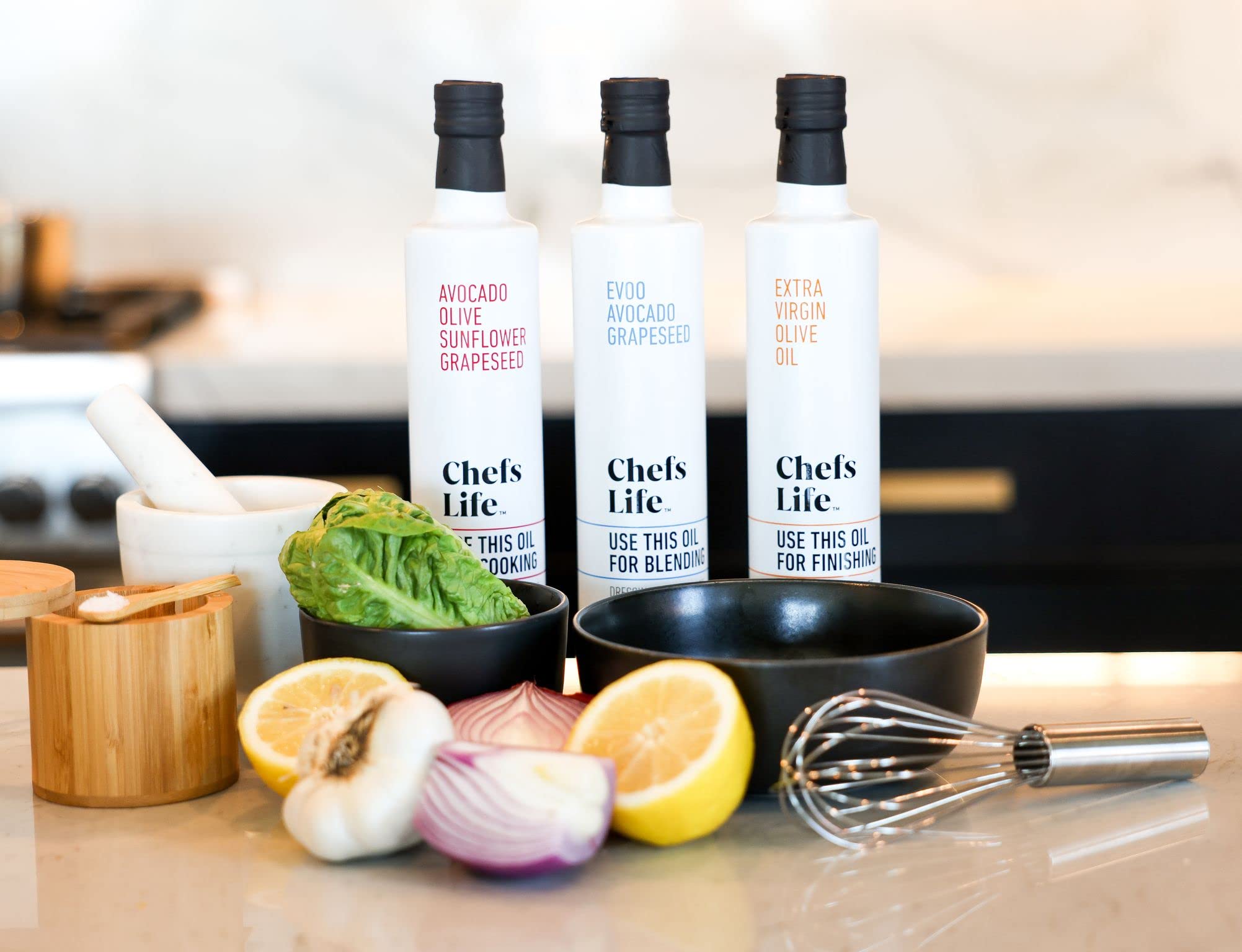 Chefs Life Premium Cooking Oil Blend - Non-GMO Olive, Avocado, Sunflower & Grapeseed Oil for High Heat Cooking, Baking & Frying - 16.9 Fl Oz (2 Bottles) - Perfect for Sautéing, Stir-Frying & Deep Frying at Home
