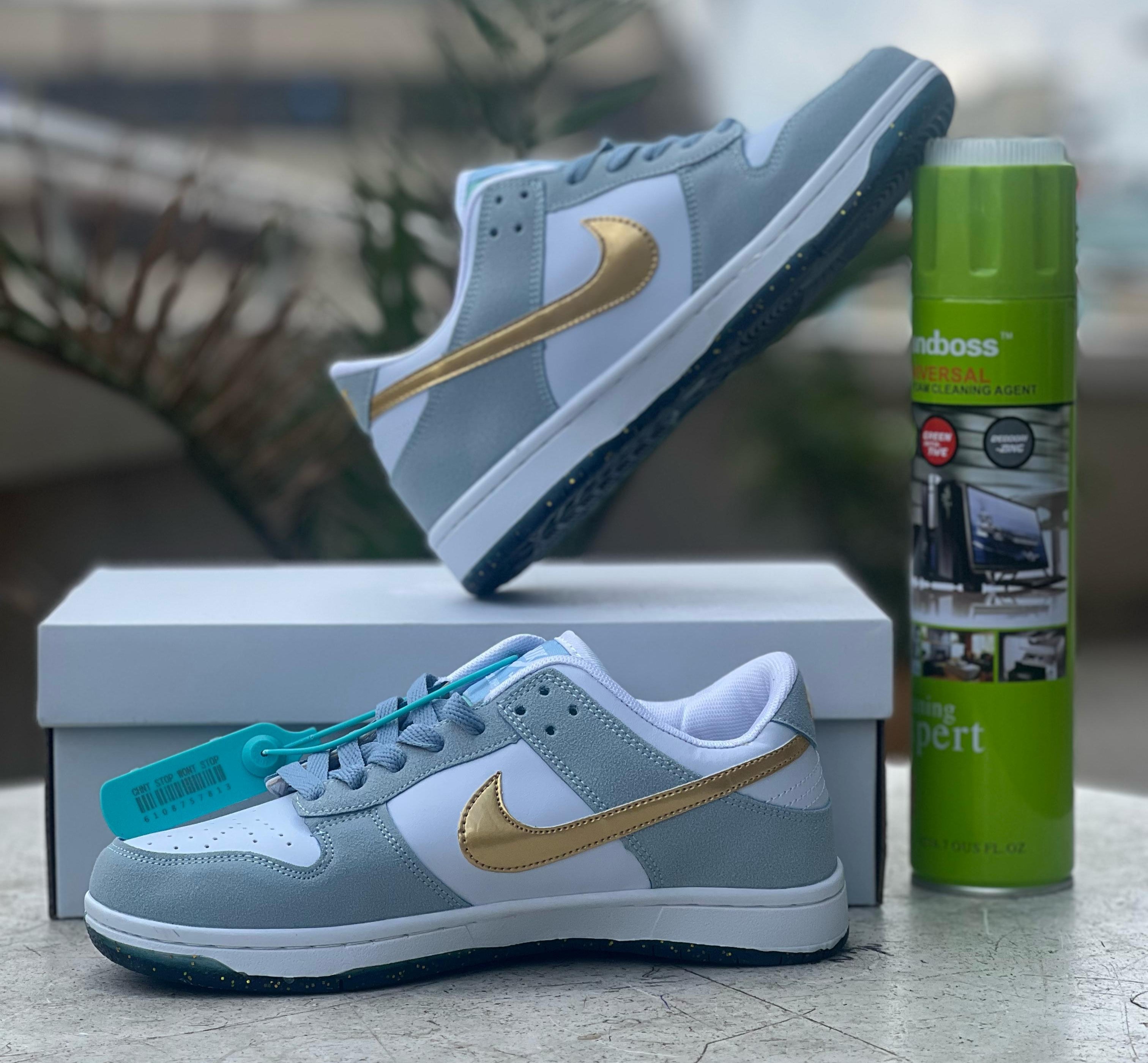 Nike Dunk Low Grey White Gold Sneakers - Men's/Women's Casual Shoes for Running, Walking & Street Style Fashion
