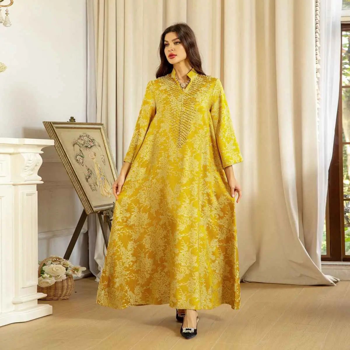 Elegant Eid Kaftan Dress for Women - Embroidered Beaded Doris Caftan | Perfect for Eid Celebrations, Weddings & Special Occasions