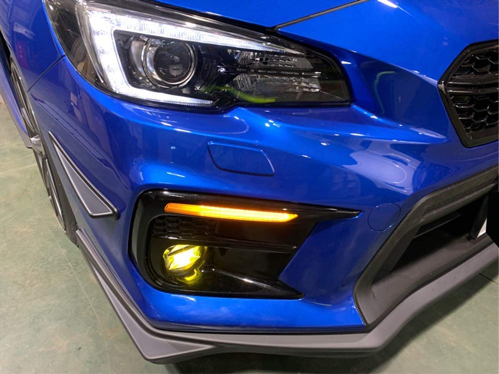 iJDMTOY White/Amber Dynamic Sequential LED Switchback Daytime Running Lights with Fog Lamp Bezels - Compatible with 2018-2021 Subaru WRX/WRX STI | Upgrade Your Car's Style & Safety for Day & Night Driving