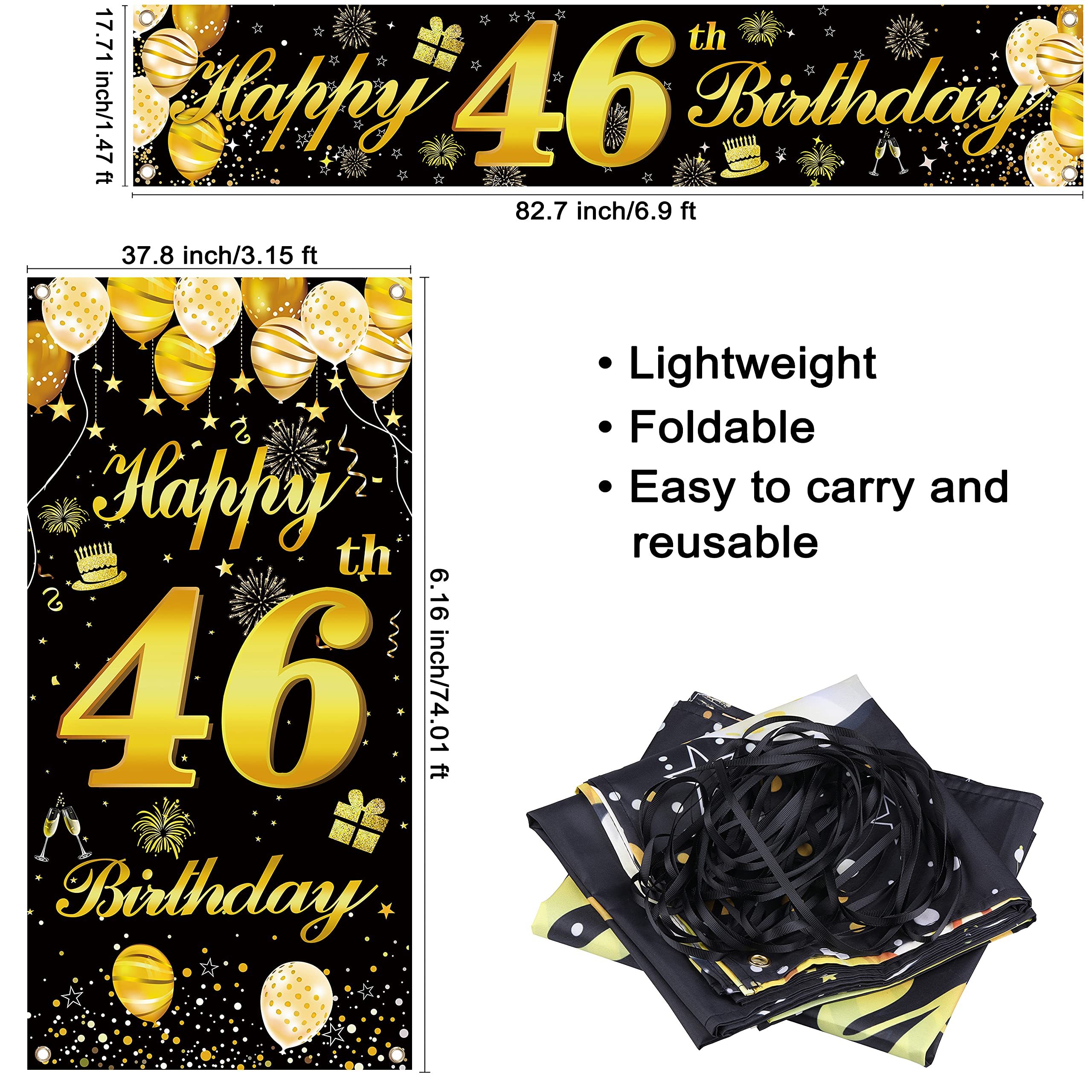 46th Happy Birthday Banner for Men - Premium Birthday Party Decorations & Backdrop - Perfect for Home, Office, or Surprise Party Decor