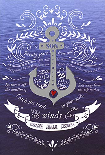 Pictura Anchor Graduation Card for Son - Explore Dream Discover - Congratulations Greeting Card for Graduates - Perfect for High School & College Graduation Gifts