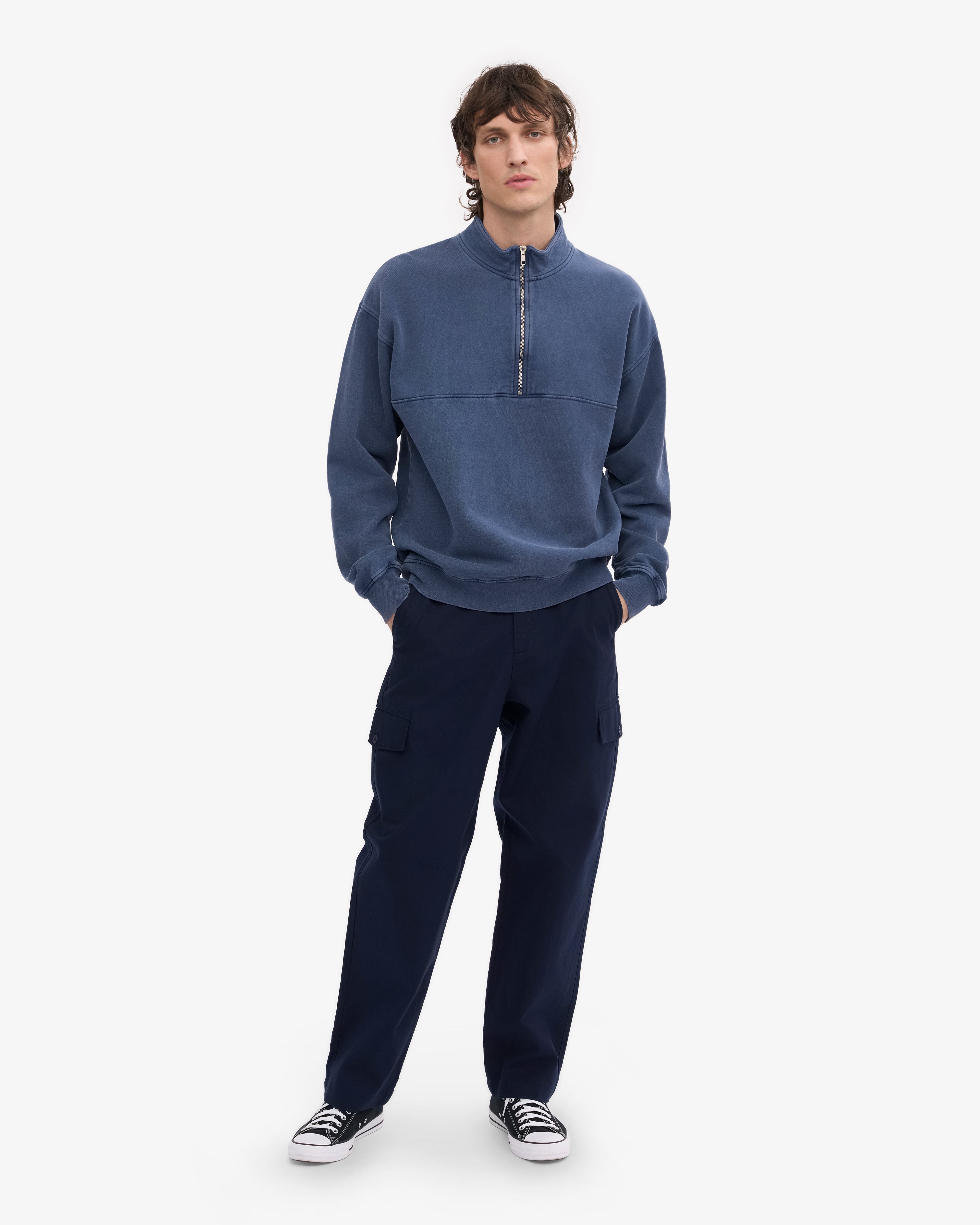 Organic Quarter Zip Sweater for Men & Women | Soft & Comfortable Pullover | Neptune Blue | Perfect for Casual Wear, Outdoor Activities & Layering