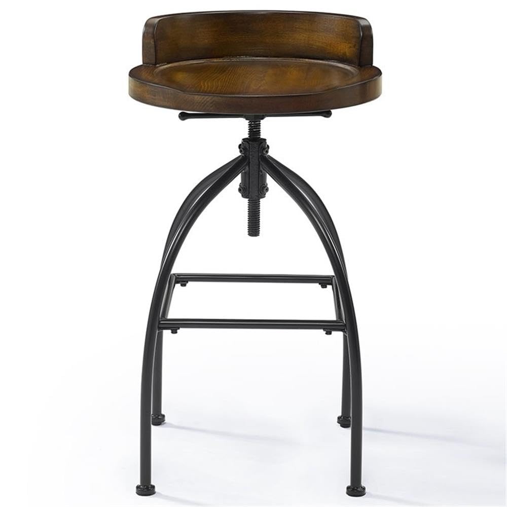 Home Square 2-Piece Adjustable Height Bar Stool Set - Natural Wood & Black Metal - Perfect for Kitchen Islands, Breakfast Bars & Home Bars