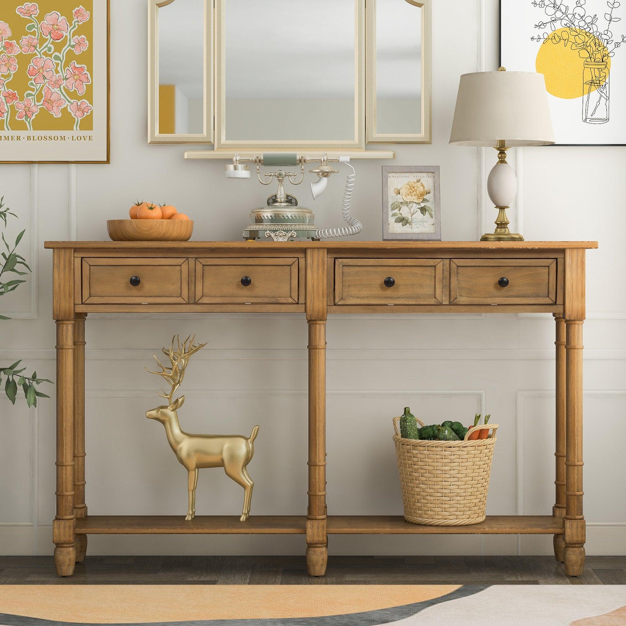 Modern Console Table with 2 Storage Drawers & Bottom Shelf - Easy Assembly Sofa Table for Living Room, Entryway, Hallway - Perfect Behind Couch, Under TV or as Entry Table Decor