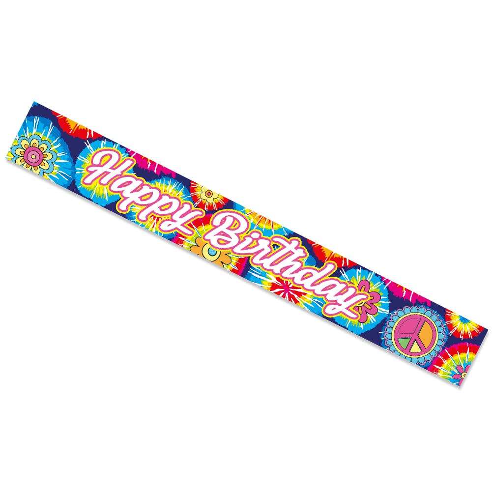 Vintage Tie-Dye Birthday Sash for Hippie & 60s Theme Parties - Groovy Happy Birthday Party Decorations & Anniversary Supplies - Perfect for Hippie Festivals, Costume Parties & Retro Celebrations