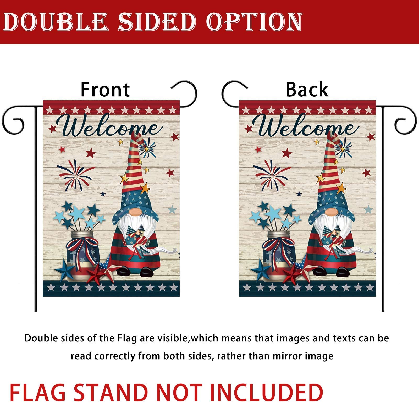 Double Sided 12x18 Inch Welcome Gnome Garden Flag - Patriotic Outdoor Yard Decor for Lawn, Garden & Home | Perfect for Seasonal Displays & Front Porch Decorations