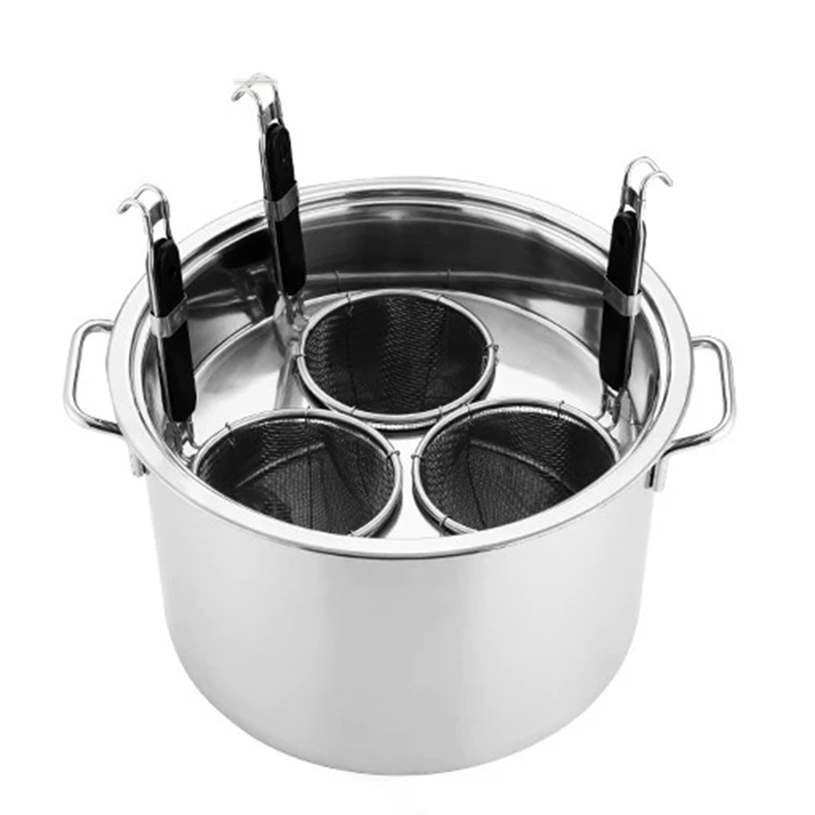 Premium Stainless Steel Pasta Cooker with Inserts - 8QT Multi-Functional Stockpot with Divider & Built-in Colander Strainer - Heavy Duty Induction Compatible Pot for Ceramic, Glass & Halogen Cooktops (3 Hole) - Perfect for Italian Cooking, Meal Prep & Large Family Dinners