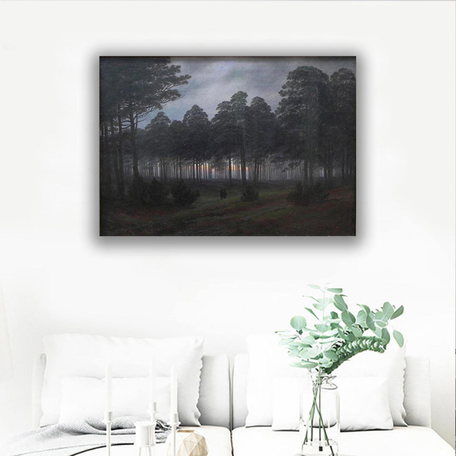 Caspar David Friedrich 'Evening' Framed Canvas Print - 60x90cm Wall Art Poster for Living Room, Bedroom & Office Decor - Premium Home Artwork Gift