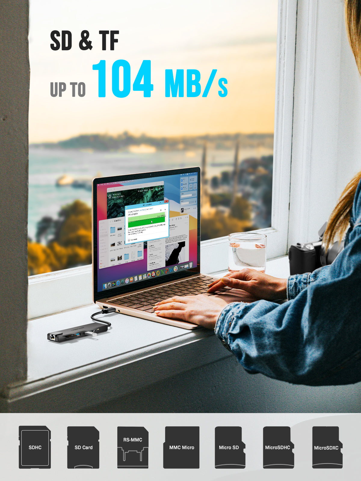 LEMORELE™ TC25 7-in-1 USB C Hub with 4K HDMI, USB 3.0, SD/TF Card Reader, PD Charging - Perfect for MacBook Pro/Air, iPad Pro, Chromebook & More