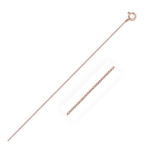 14K Rose Gold Classic Box Chain Necklace - 0.45mm Thin, 16 Inch Length - Perfect for Layering, Gift Giving & Everyday Elegance