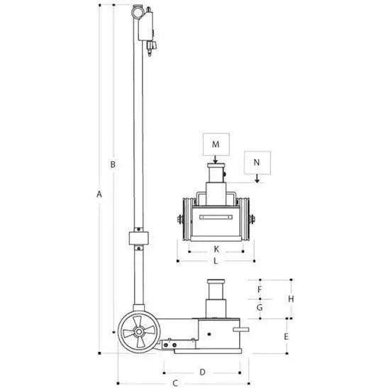 ESCO YAK Air & Hydraulic Heavy Duty Jack - Professional Automotive Lift for Trucks, SUVs, and Commercial Vehicles - Ideal for Auto Repair Shops, Garages, and Fleet Maintenance