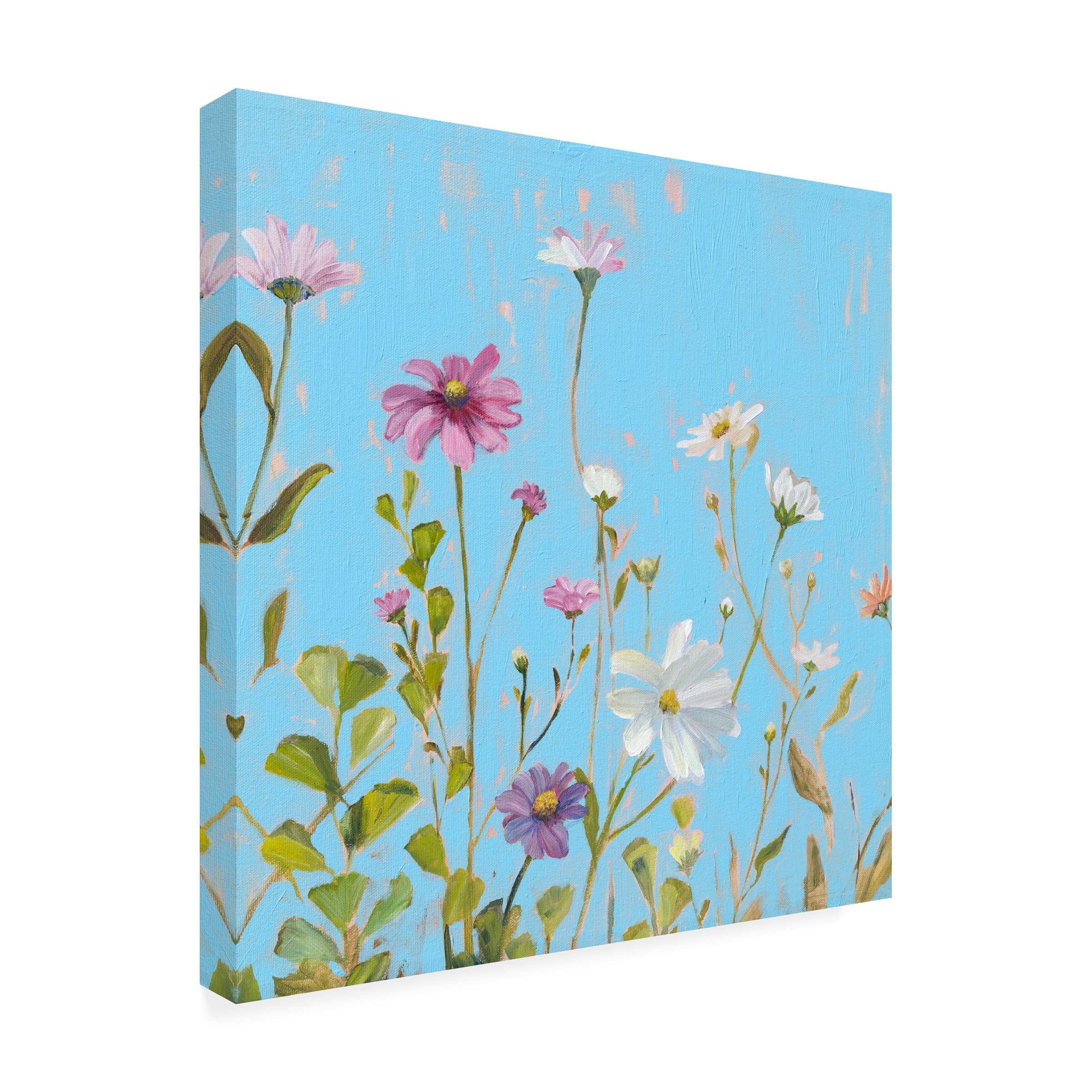 Sandra Iafrate 'Wild Flowers on Cerulean II' Canvas Wall Art Print - Modern Floral Home Decor for Living Room, Bedroom & Office