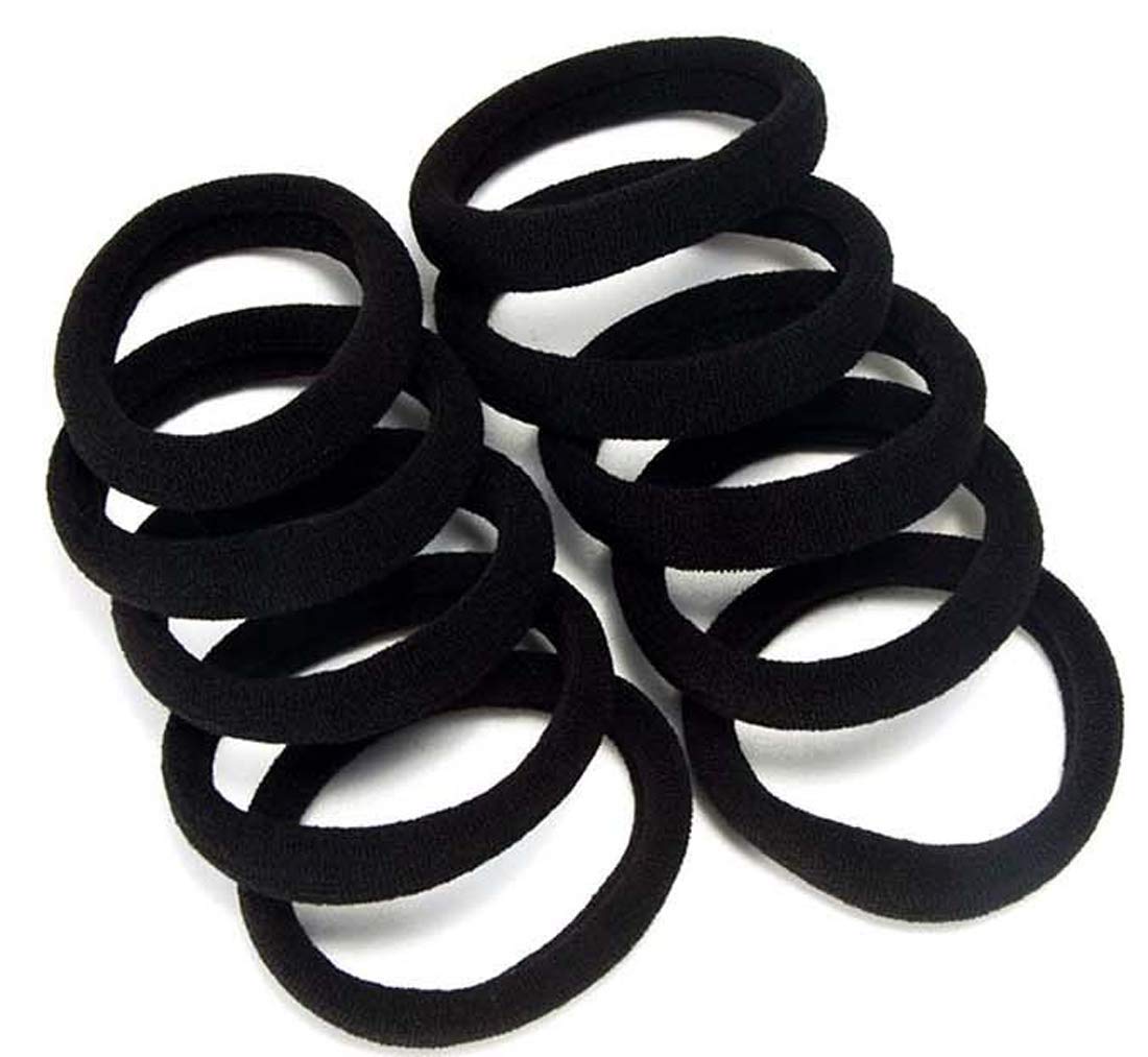 Ayushicreationa Hair Ties for Thick Hair - 20 PCS Black Ponytail Holders & Hair Bands for Women & Girls | Soft Stretch Hair Rubber Bands for Daily Use, Workout, Yoga & Sports