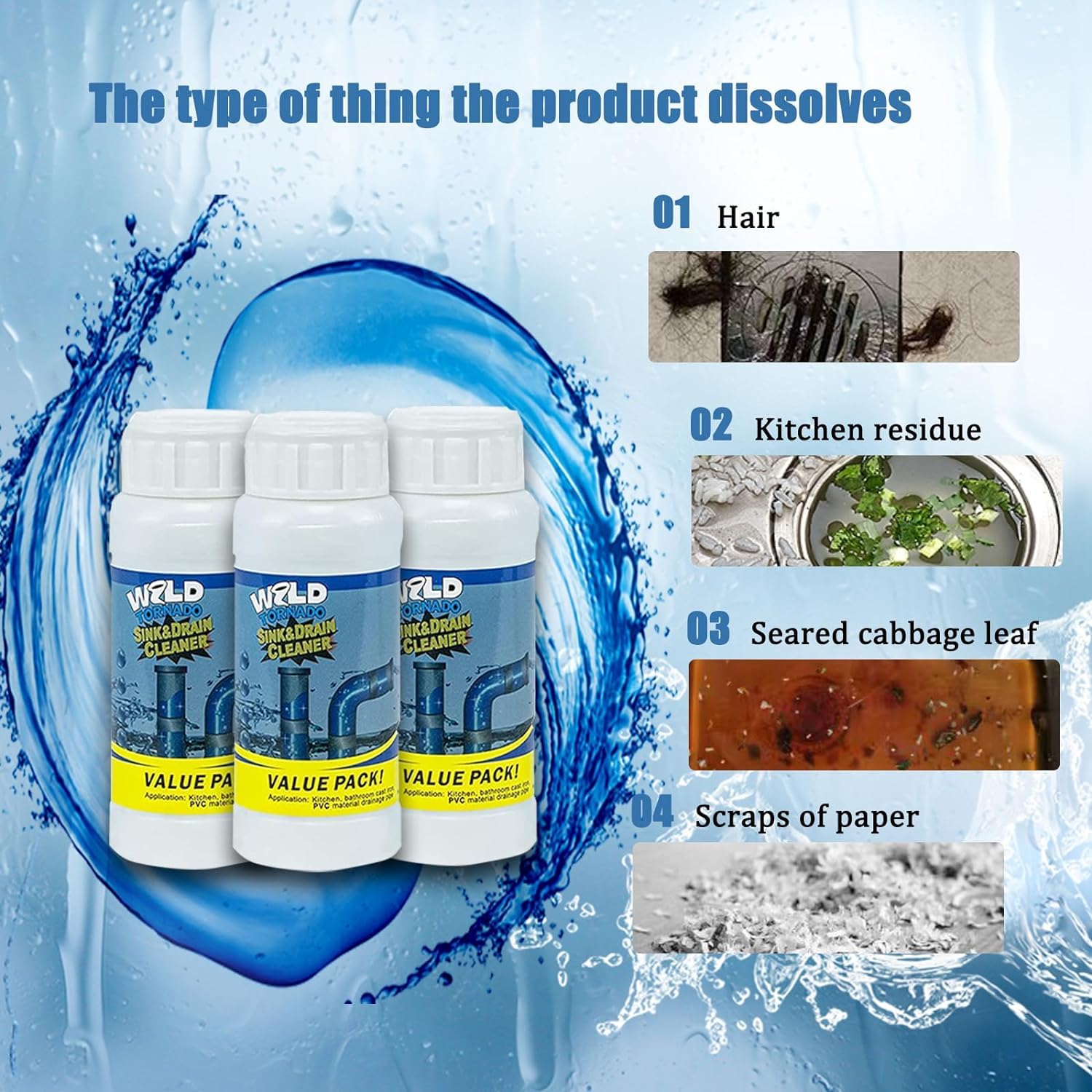 **MeeTo Powerful Drain Cleaner Powder - Fast Acting Sink & Toilet Clog Remover - 110 GM - Unclog Drains, Pipes & Toilets for Home & Kitchen Use**