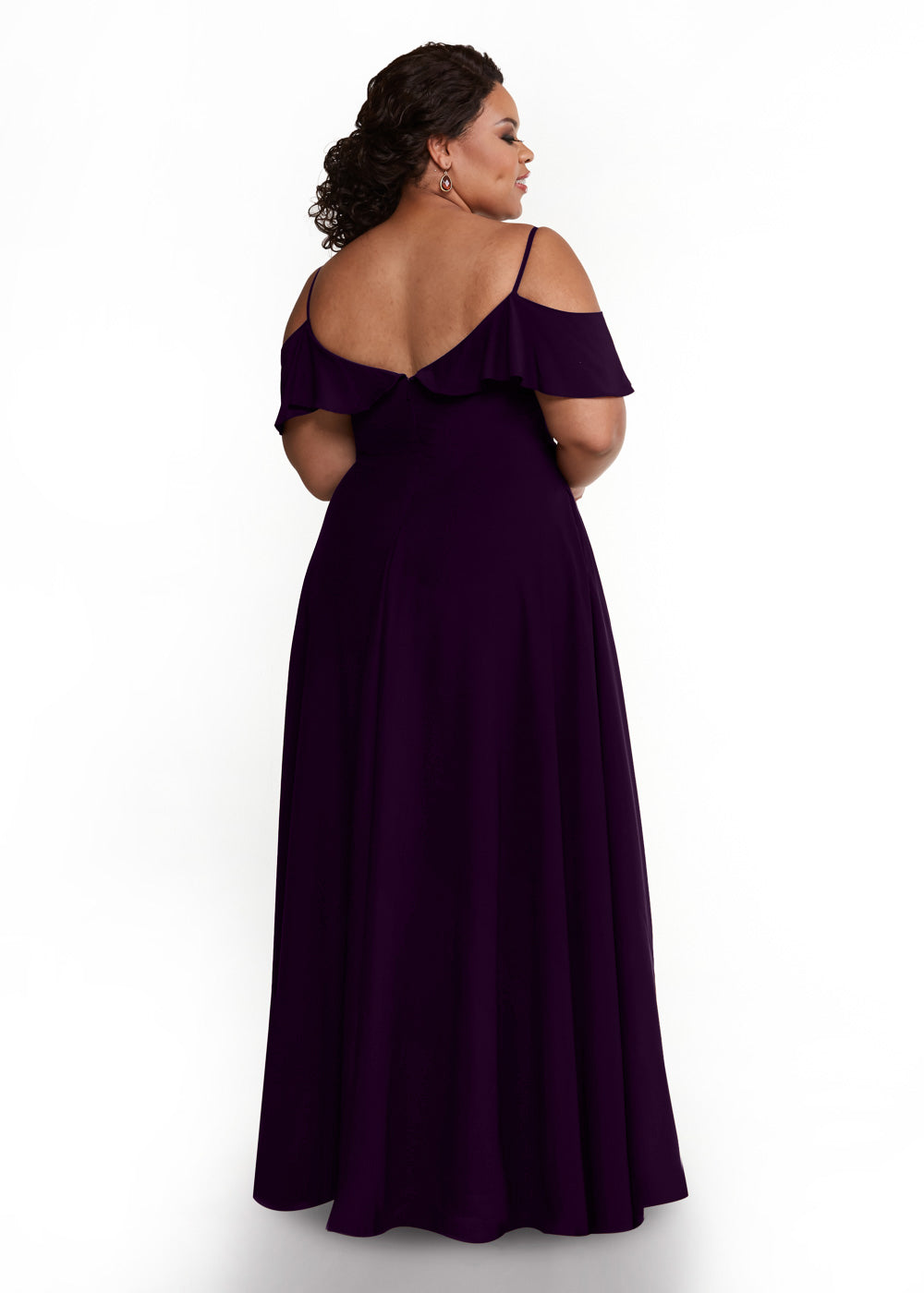 Elegant Off Shoulder Ruffled Chiffon Bridesmaid Dress - A-Line Flowy Design for Weddings, Parties & Special Occasions