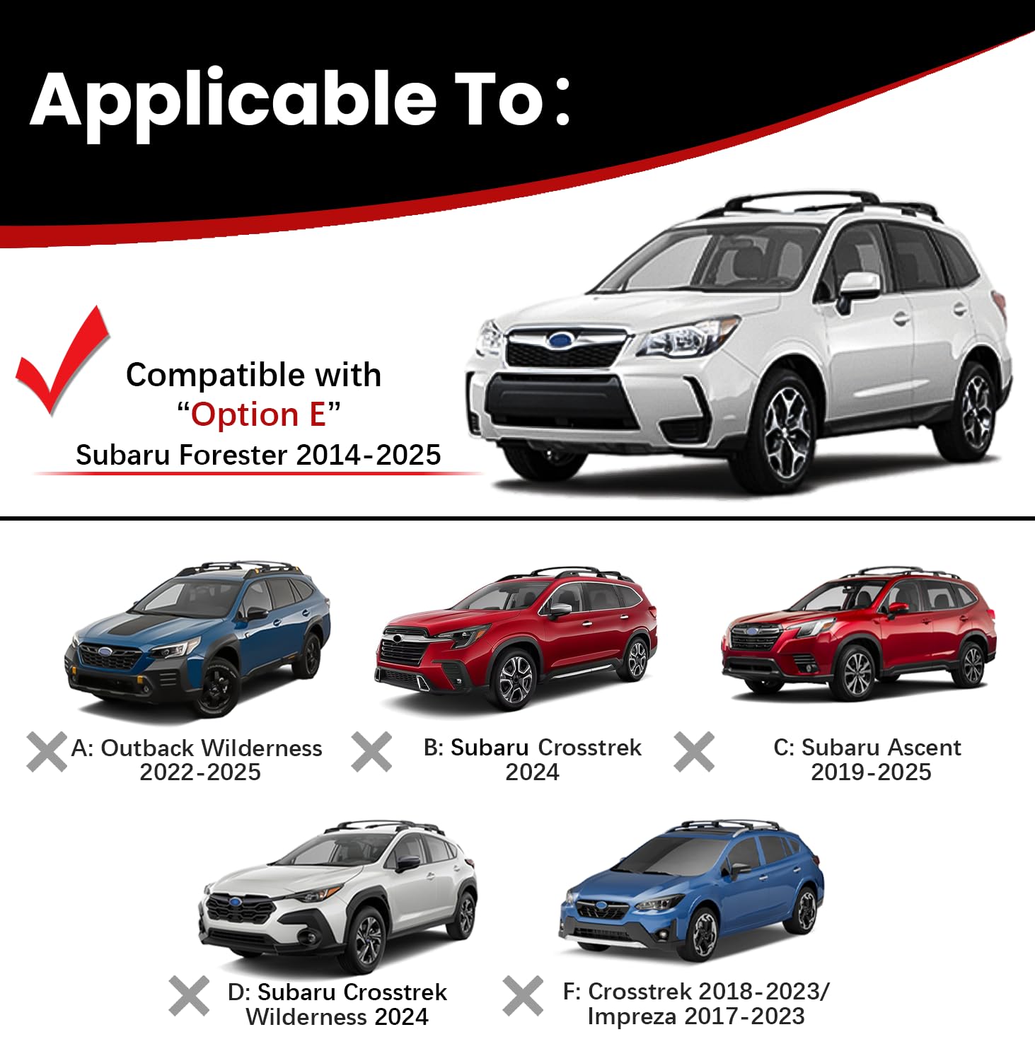 Lockable Aluminum Roof Rack Cross Bars for Subaru Forester 2014-2025 - Heavy Duty Cargo Carrier for Kayak, Canoe, Bike, Snowboard & Luggage | Perfect for Road Trips & Outdoor Adventures