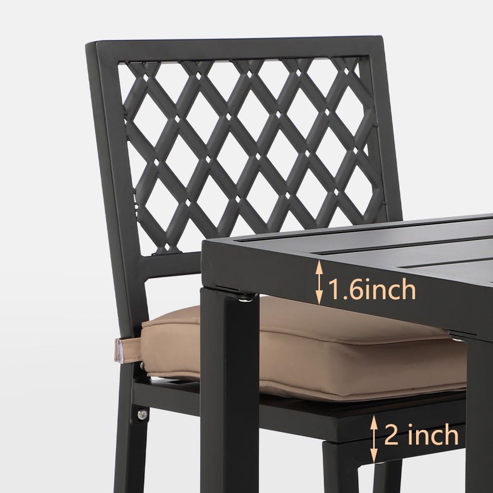 3-Piece Metal Outdoor Bar Set with Cushions - Patio Bar Table & Stools for Backyard, Porch, Balcony | Perfect for Entertaining, Dining Al Fresco, and Relaxing Outdoors