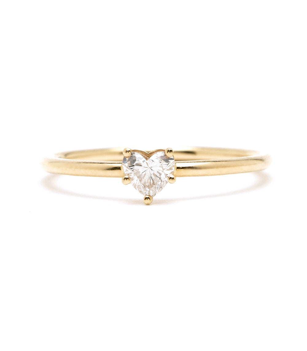 Petite Diamond Heart Stacking Ring - Dainty 14K Gold Layering Ring for Women | Perfect for Valentine's Day, Anniversary Gifts & Everyday Elegance