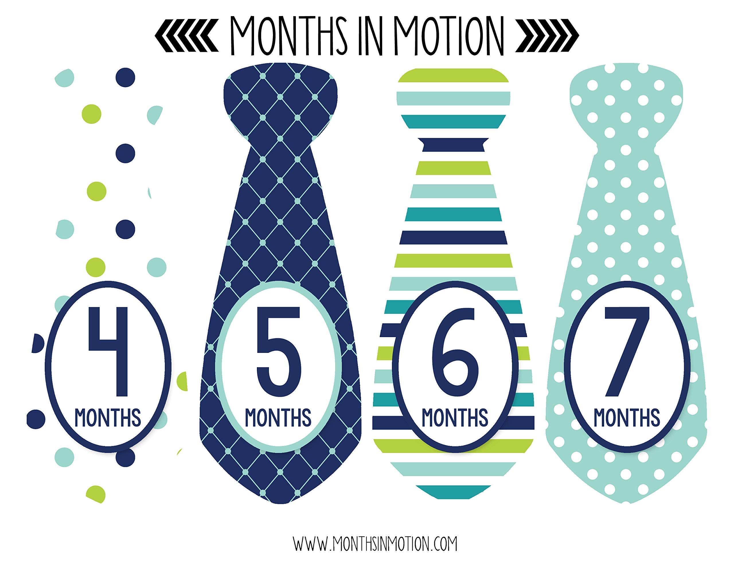 Baby Monthly Milestone Necktie Stickers - Newborn Boy Growth Photo Props - Set of 20 Adhesive Month Stickers for Baby's First Year - Perfect for Monthly Photo Shoots, Scrapbooking & Memory Keepsakes