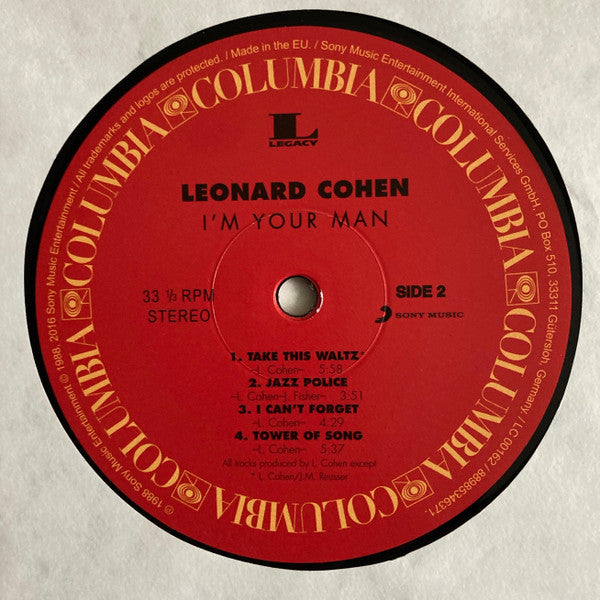 Leonard Cohen - I'm Your Man LP Album (Reissue, Remastered, 180g Vinyl, Mint Condition) - Perfect for Vinyl Collectors & Music Lovers