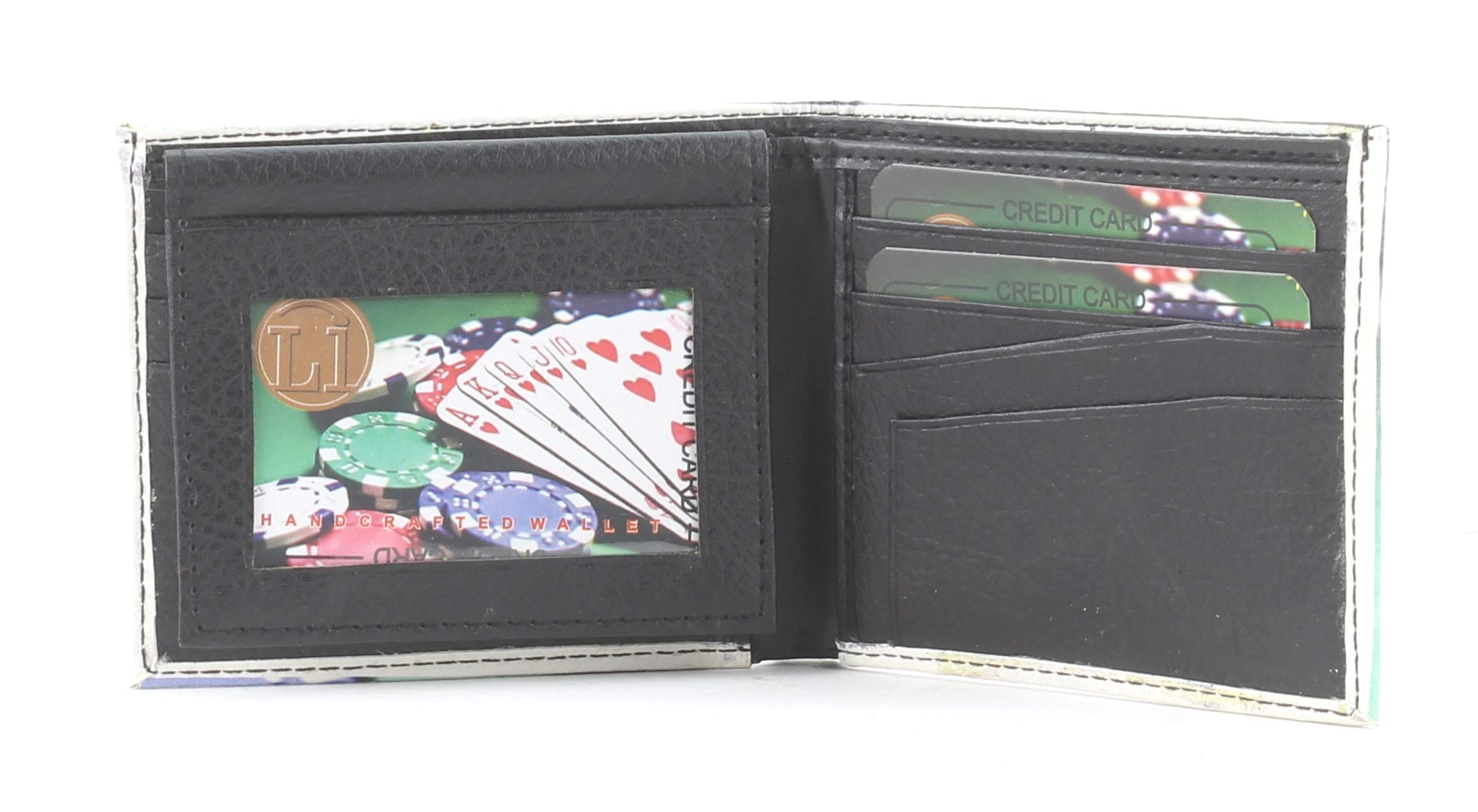 Vegan Leather Wallet for Men - Slim Bifold Vegas Poker Chips Casino Print Wallet with 2 ID Windows, 7 Card Slots & Cash Compartments | RFID Blocking | Gift Box Included | Perfect for Casino Nights, Travel & Everyday Use