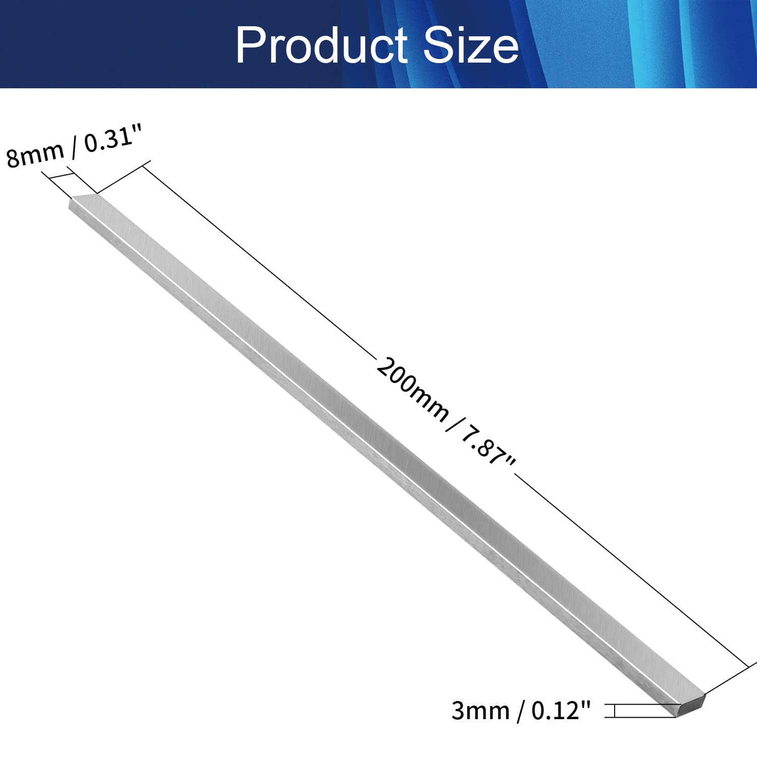 3×8×200mm HSS Lathe Tool Bit - High Speed Steel Square Cutting Tool for Metalworking | Perfect for Lathe Turning, Milling & Fly Cutting Operations