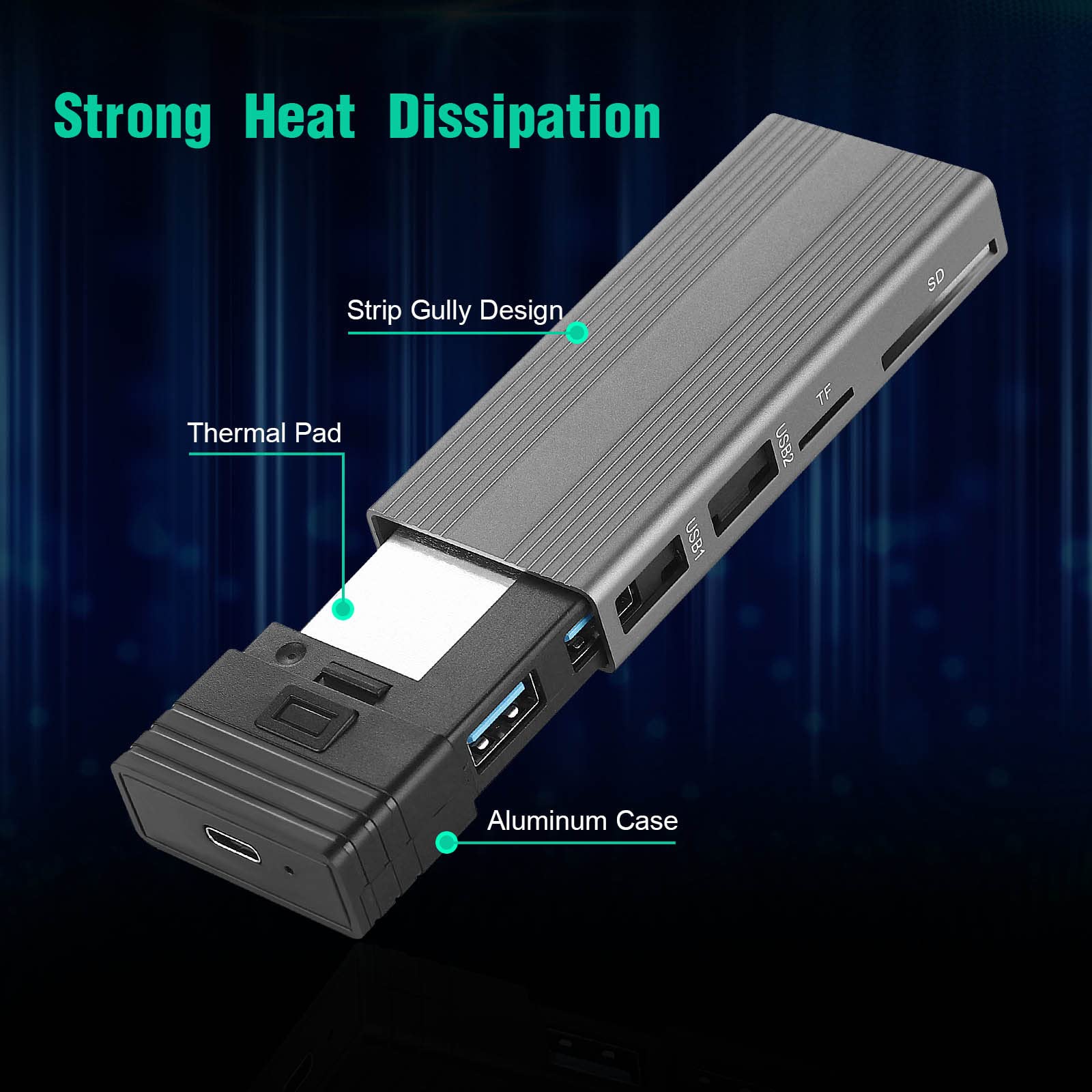 HOOLRZI M.2 NVMe SSD Enclosure - Dual Protocol USB-C 3.1 Gen 2 Case for External SSD Storage | Compatible with MacBook, PC, Laptop & Gaming Console Data Transfer