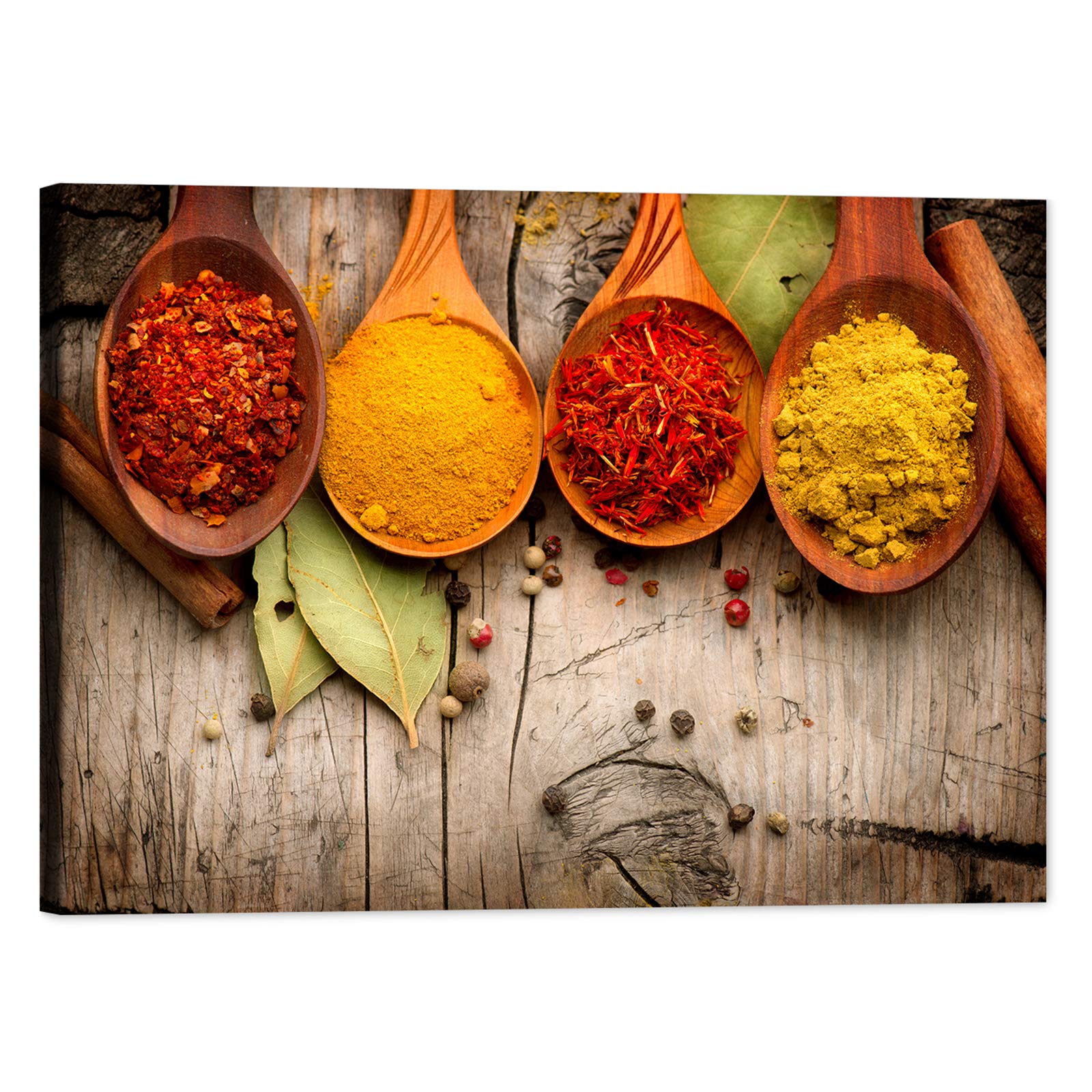 Modern Kitchen Wall Art - Colorful Spices & Spoons Canvas Painting (32x48 Inches) | Vibrant Dining Room Decor | Perfect for Farmhouse, Contemporary & Rustic Kitchens