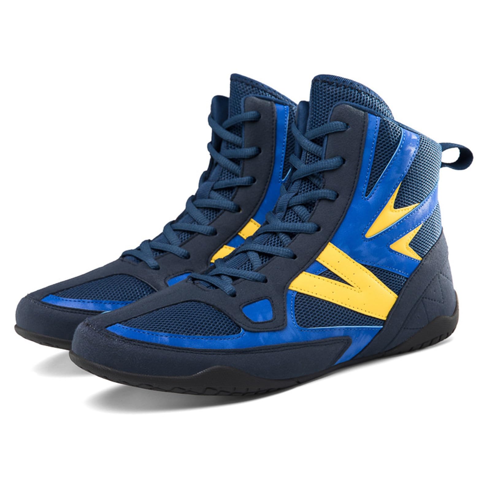 Professional High-Top Boxing Shoes for Men & Women - Lightweight Wrestling & Bodybuilding Shoes with Breathable Mesh & Leather, Non-Slip Rubber Sole - Ideal for Boxing Training, Gym Workouts & Martial Arts