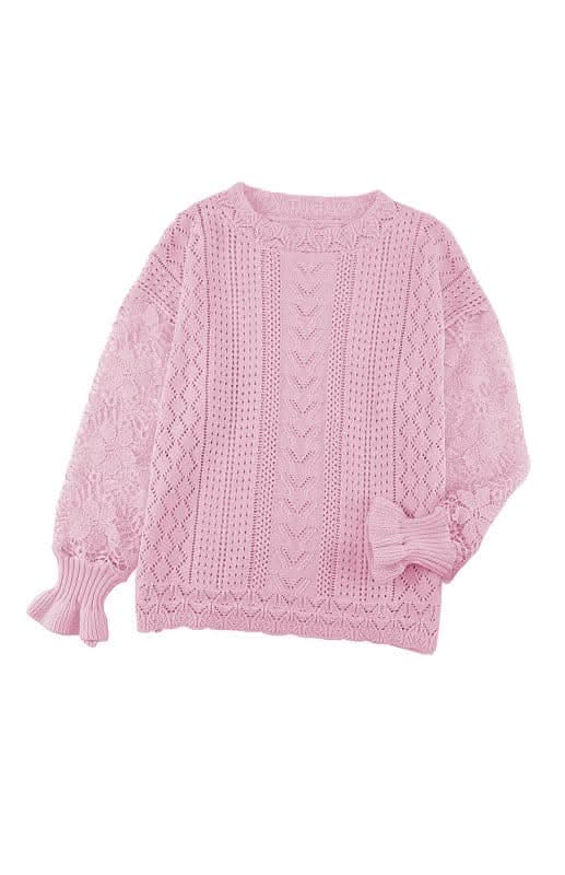 Elegant Cutout Petal Sleeve Sweater for Women - Trendy Knit Pullover for Fall & Winter - Perfect for Office, Date Night & Casual Outings