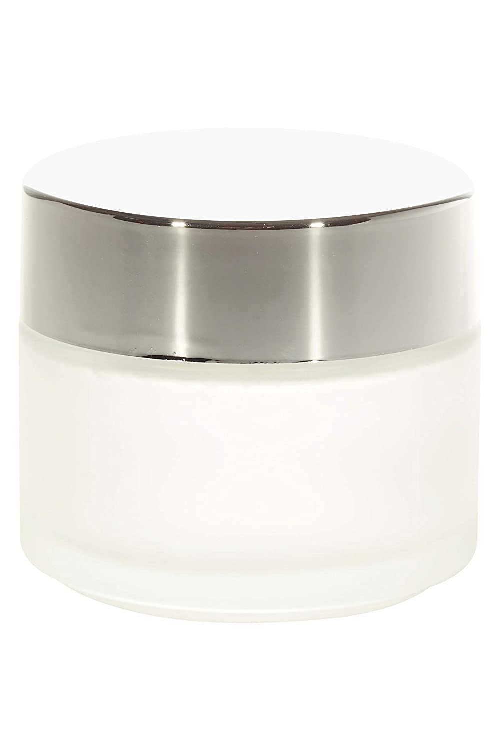 2-Pack 50g Frosted Glass Jars with Silver Caps & White Inner Lids - 100% Leakproof Refillable Containers for Cosmetics, Creams, Lip Balm, DIY Skincare, Beeswax - Perfect for Home Beauty Storage & Travel Toiletries