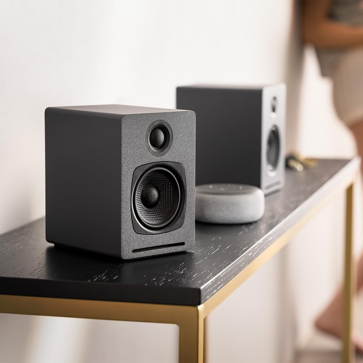 Audioengine A1 Bluetooth Computer Speakers - Wireless Desktop & Laptop PC Speakers with Subwoofer Output, Hi-Fi Sound for Music, Gaming & Home Theater (Pair, Grey) | Perfect for Office, Studio & Entertainment Setup