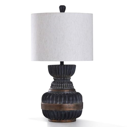 Malta Ribbed Faded Ebony and Bronze Metal Vase Table Lamp - Elegant Home Decor for Living Room, Bedroom & Office Lighting