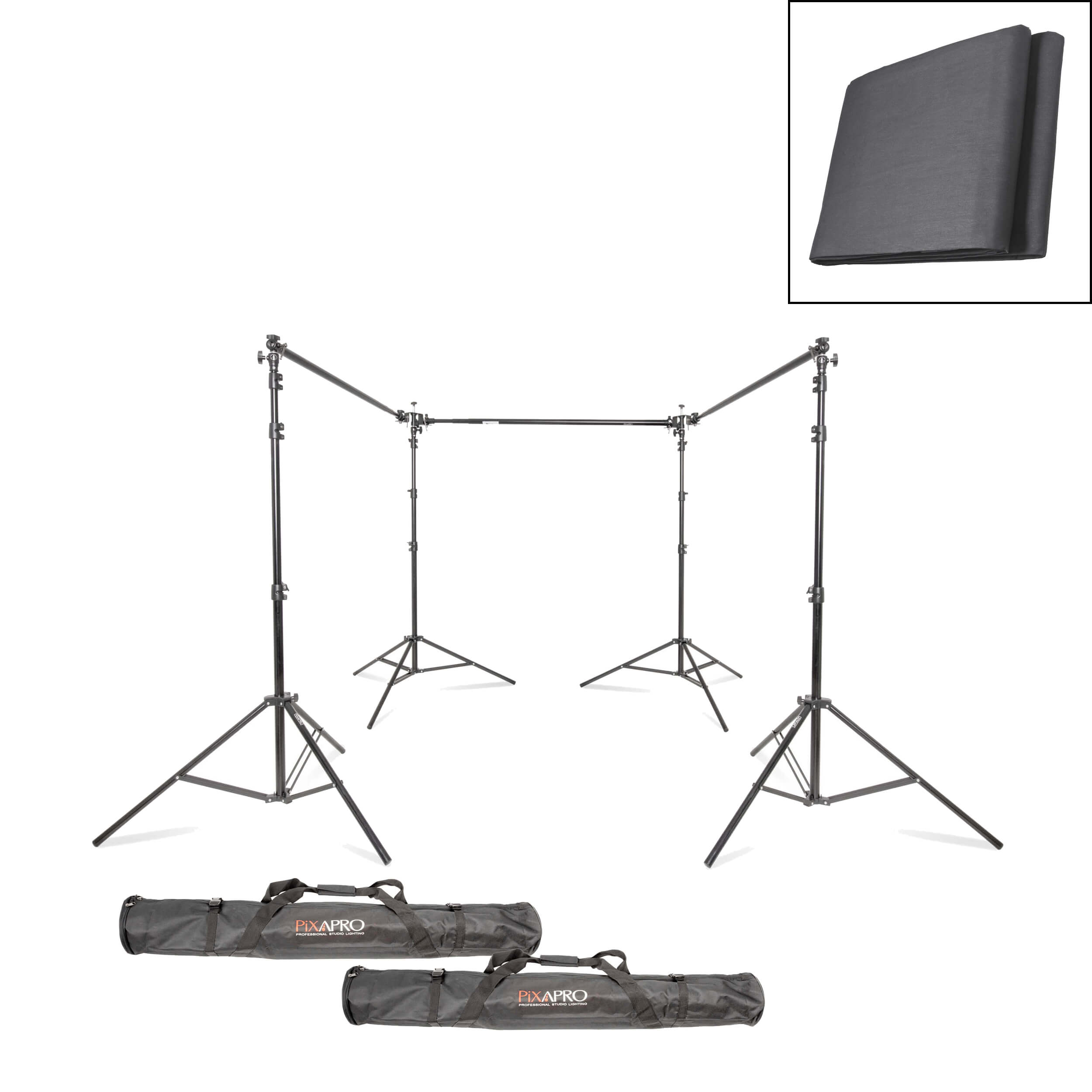 Premium 100% Muslin Cotton Photography Backdrop - Light Grey Fabric with Triple Telescopic Stand Kit - Perfect for Studio Portraits, Newborn Photos & Video Shoot Backgrounds