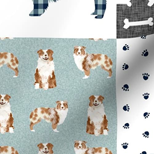 Australian Shepherd Red Pet Quilt Fabric - Printed Minky Fat Quarter for Baby Blankets, Quilt Backing & Nursery Decor | Soft Plush Material for Sewing Projects & DIY Crafts | Perfect for Dog Lovers & Home Decor
