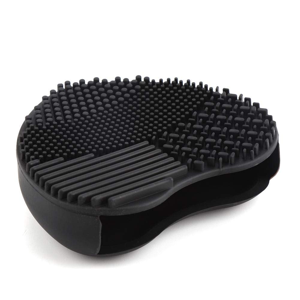 Heart-Shaped Silicone Makeup Brush Cleaner Gloves - Black | Gentle Detergent for Cosmetic Brushes | Perfect for Home & Professional Makeup Artists