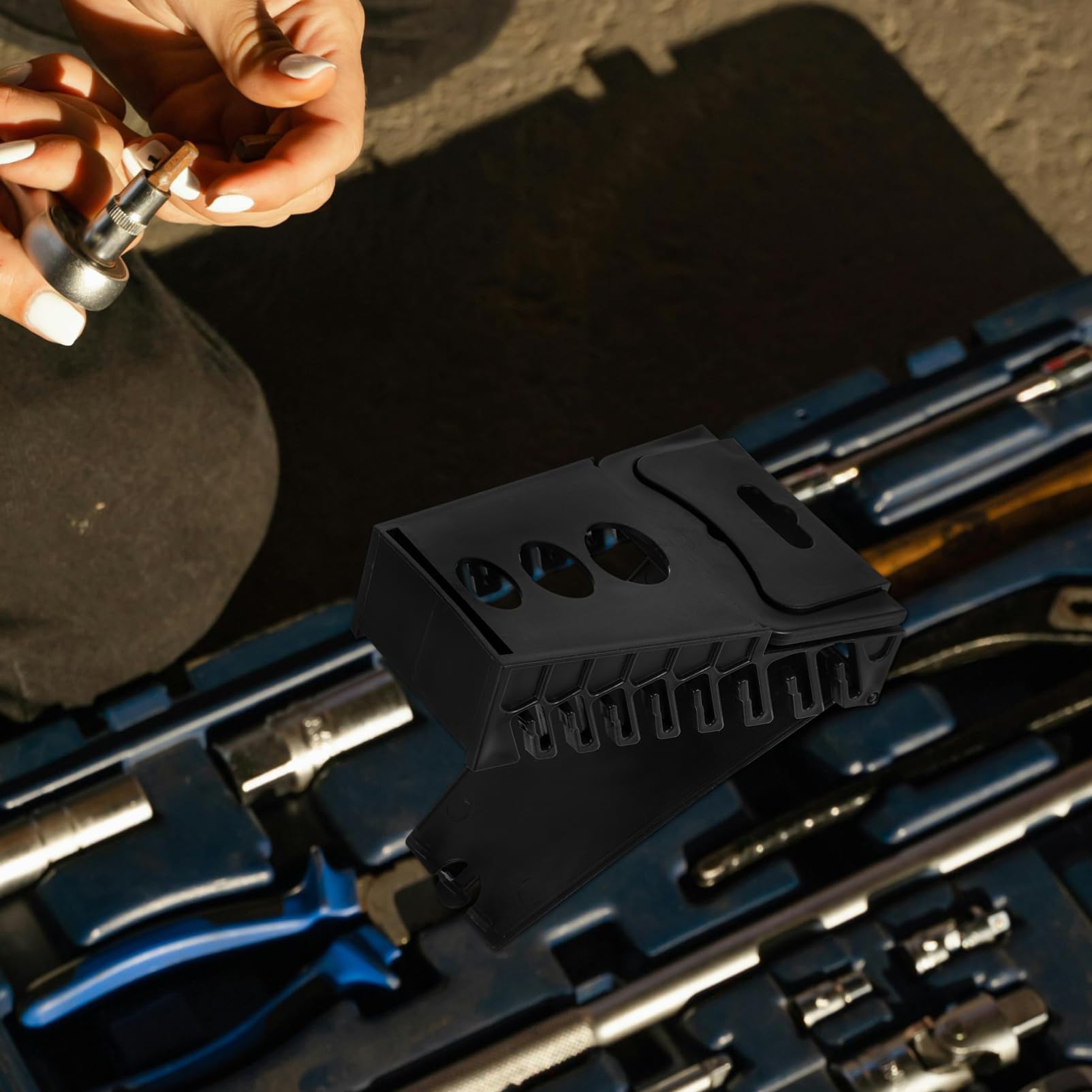 iplusmile Wrench Organizer - Heavy Duty Wrench Holder & Storage Shelf for Ratcheting Wrenches | Wall Mount Tool Organizer for Garage, Workshop & DIY Projects