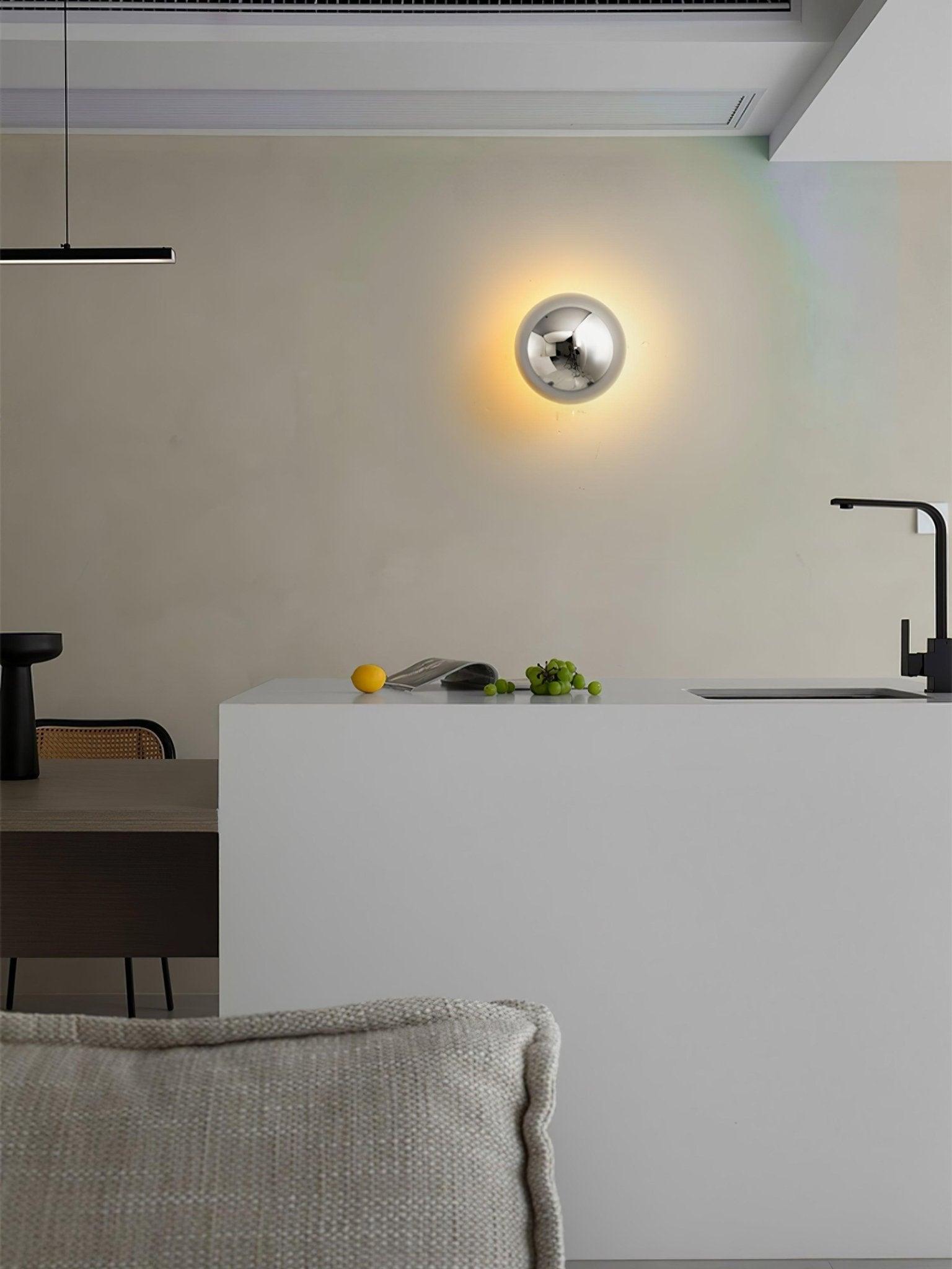Aurum Sphere Wall Sconce - Modern Gold LED Wall Light Fixture for Living Room, Bedroom & Hallway - Elegant Home Decor Lighting for Indoor Spaces