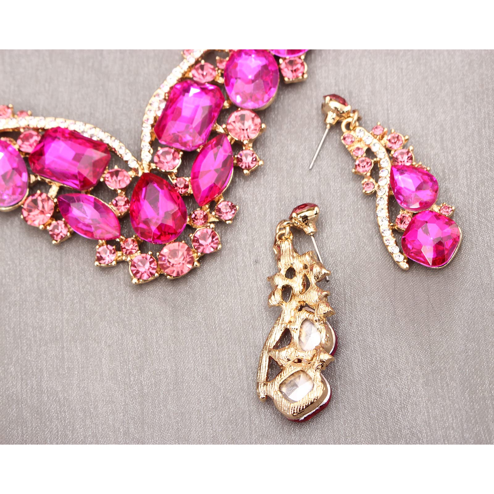 Elegant Rhinestone Crystal Teardrop Necklace & Dangle Earrings Set for Women | Fashion Statement Jewelry Gift | Perfect for Parties, Weddings & Special Occasions