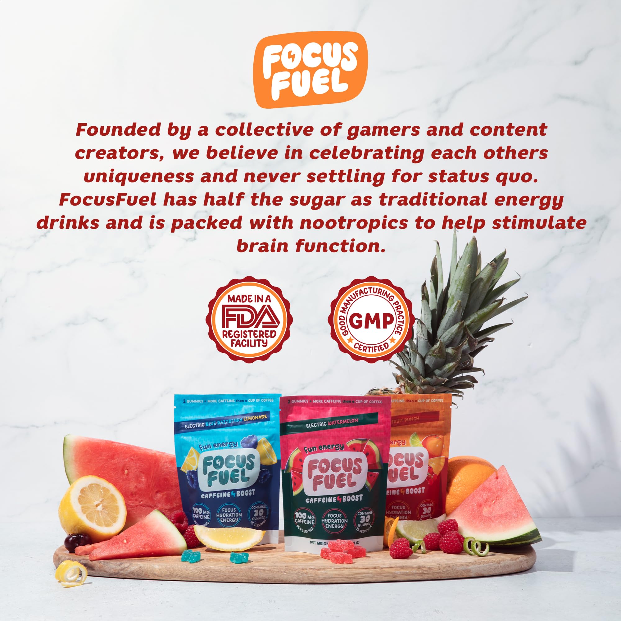 Energy Chews - Focus & Energy Gummies with 100mg Caffeine, B12, Magnesium & Electrolytes | All-Natural Fruit Punch Flavor (30 Chews, 3.17oz) | Boost Workouts, Study Sessions & Long Workdays