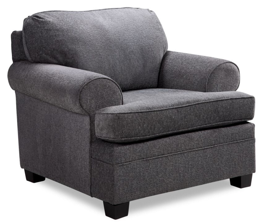 Calliope Chair - Modern Accent Chair in Smoke Gray for Living Room, Bedroom & Office - Comfortable Upholstered Lounge Chair with Sturdy Metal Legs