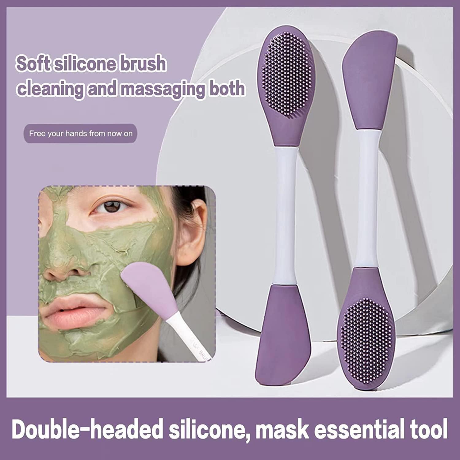 VENIVA Double-Ended Silicone Face Mask Applicator Brush - Soft Makeup Tool for Mud, Clay & Charcoal Masks, Cream & Lotion Application | Perfect for At-Home Spa Days & Professional Skincare Routines