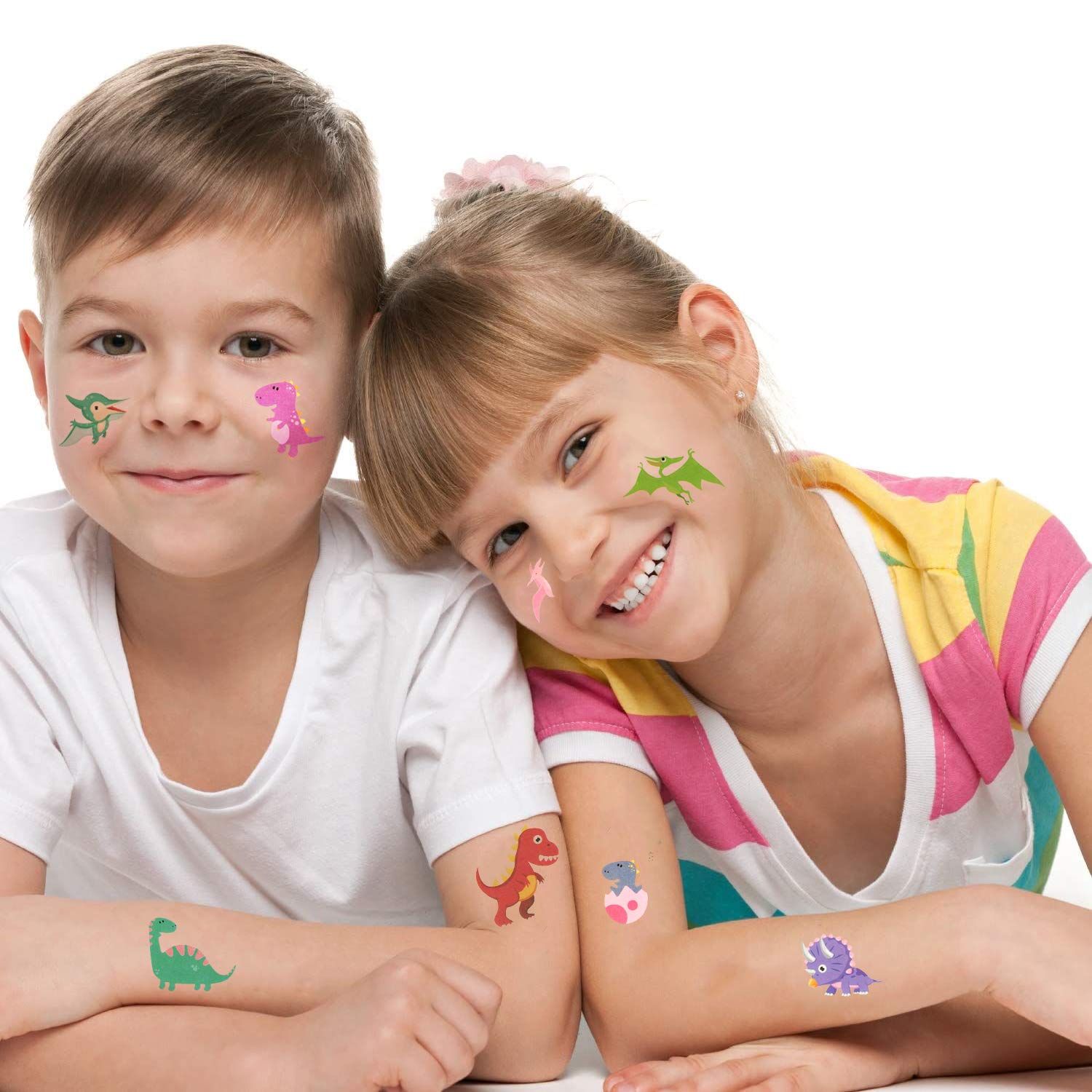 Dinosaur Temporary Tattoos for Kids - 10 Sheet Set | Waterproof Fake Tattoo Stickers for Hands, Arms & Body | Perfect for Birthday Parties, Halloween Costumes & Dress-Up Play
