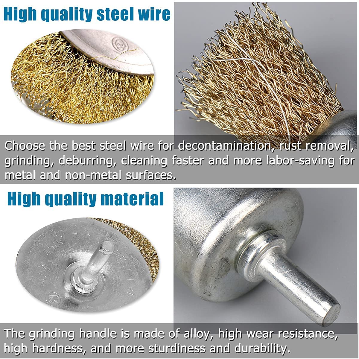 18 Pack Brass Wire End Brush Set for Drill - 6 Sizes (0.012