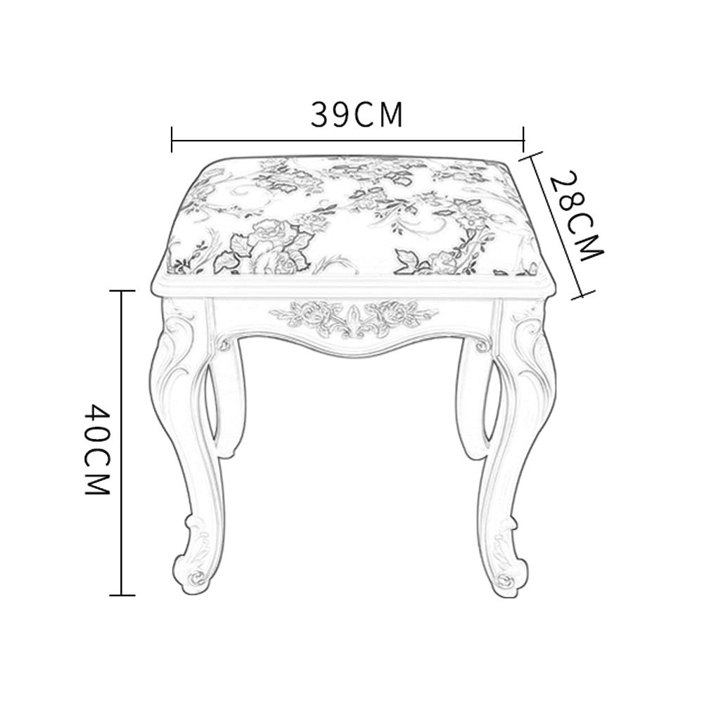 Baroque Style Vanity Bench with Upholstered Seat & Plastic Steel Legs - Padded Makeup Stool, Dressing Room Chair, Living Room Bench - High Resilience Sponge for Comfort - Perfect for Bedroom, Boudoir & Home Decor