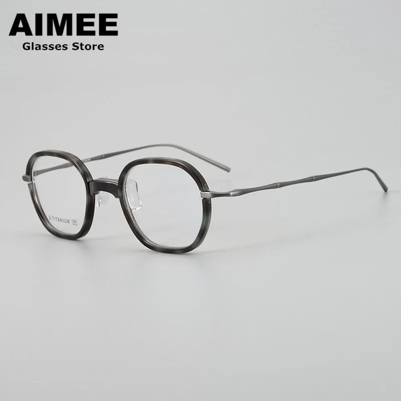 Stylish Unisex Titanium Acetate Eyeglasses - Oval & Square Full Rim Frame 71311 | Lightweight Durable Glasses for Work, Reading & Fashion
