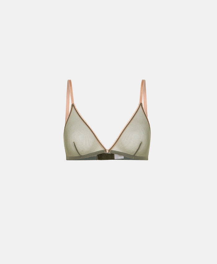 Amethyst Soft Tulle Bra in Sage Green - Comfortable Lace Bralette for Women | Perfect for Yoga, Lounge Wear & Everyday Comfort
