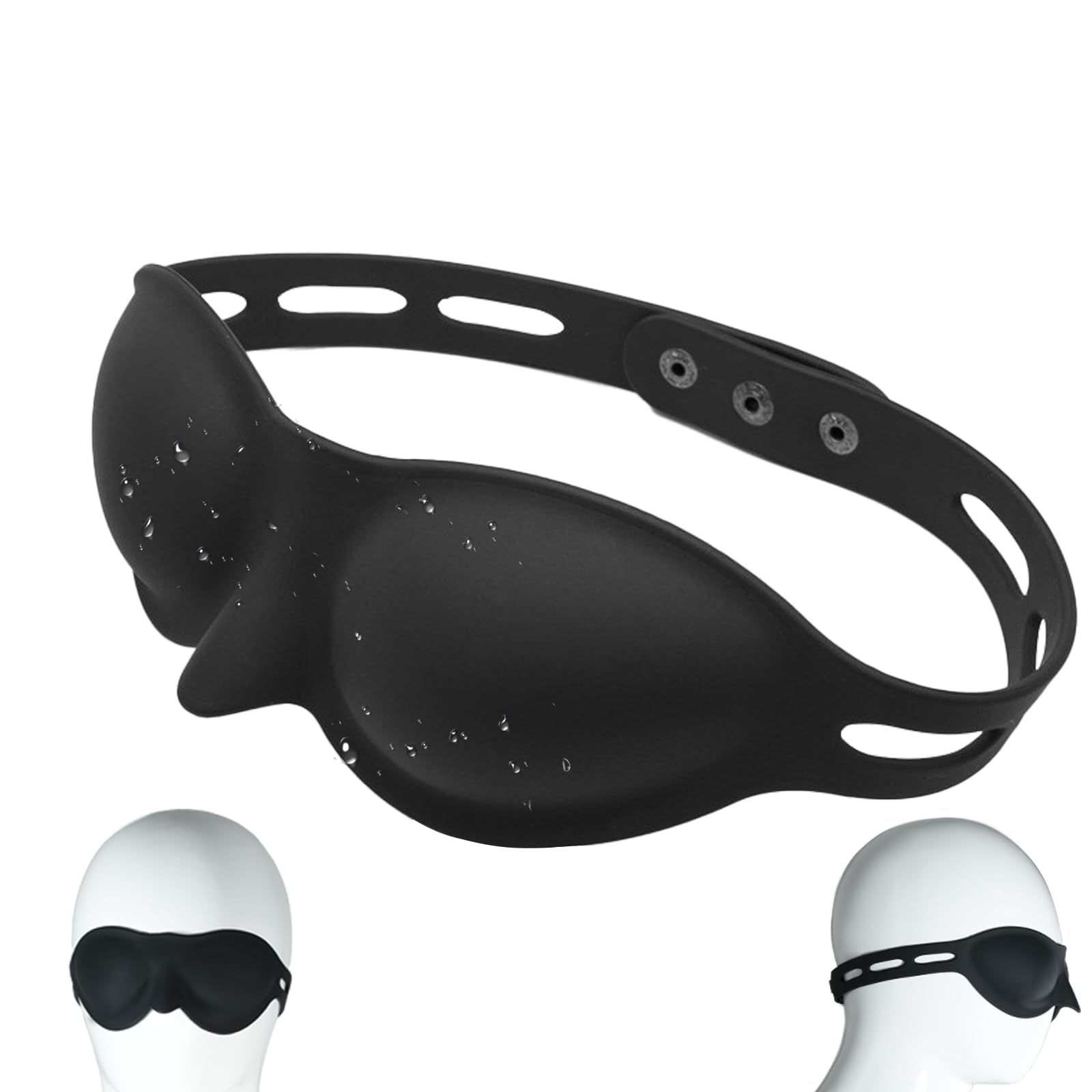 Adjustable Silicone Blindfold Mask for Adults - Blackout Sleep & BDSM Games - Comfortable Black Eye Mask for Couples, Cosplay & Sensory Deprivation